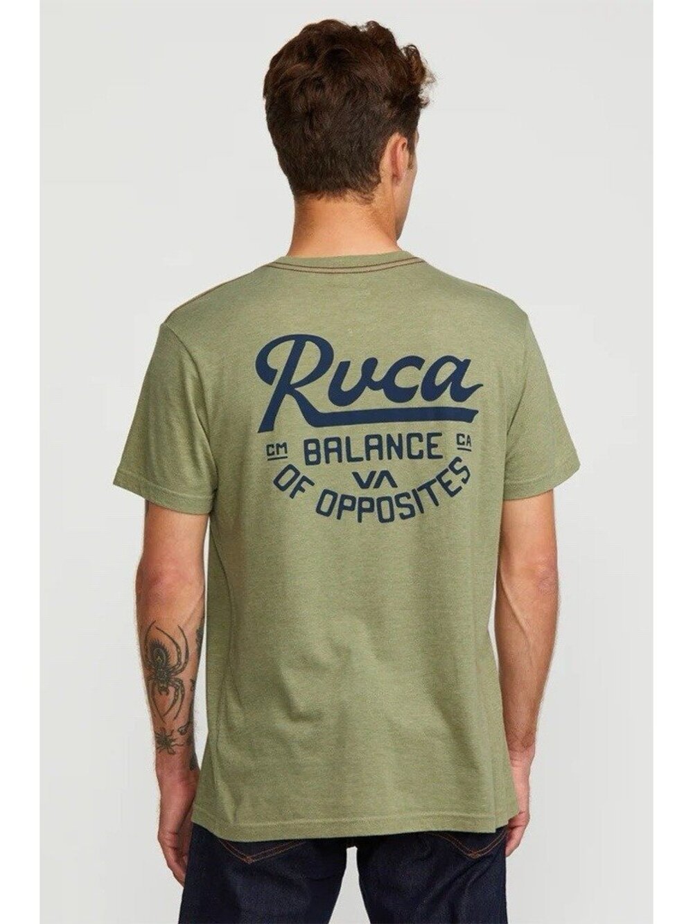 RVCA Men’s Script Sealed T-Shirt Short Sleeves Slim Fit In Ranger Green Size S